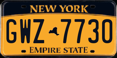 NY license plate GWZ7730