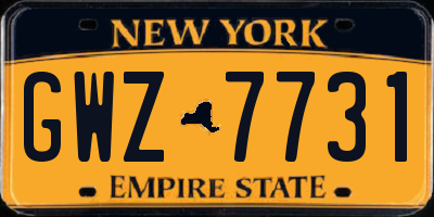 NY license plate GWZ7731