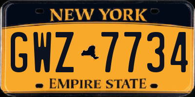 NY license plate GWZ7734