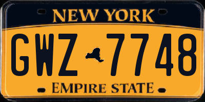 NY license plate GWZ7748