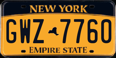 NY license plate GWZ7760