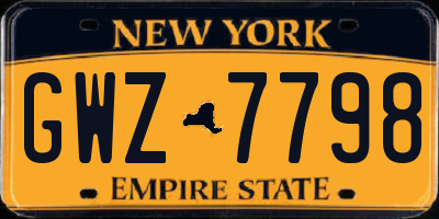 NY license plate GWZ7798