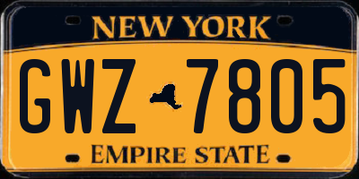 NY license plate GWZ7805