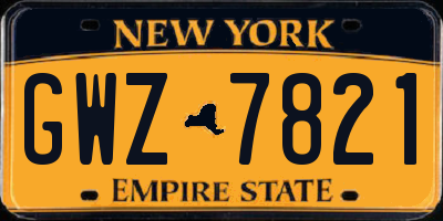 NY license plate GWZ7821