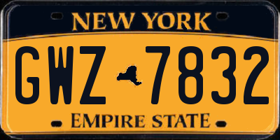 NY license plate GWZ7832