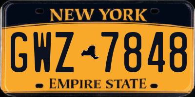 NY license plate GWZ7848