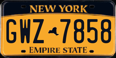 NY license plate GWZ7858