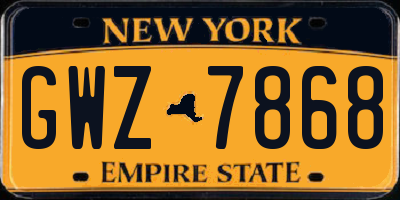 NY license plate GWZ7868
