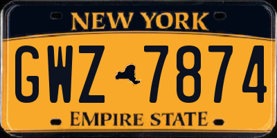 NY license plate GWZ7874