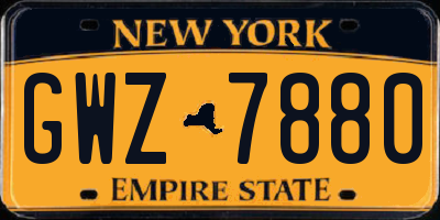 NY license plate GWZ7880