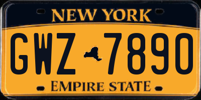 NY license plate GWZ7890