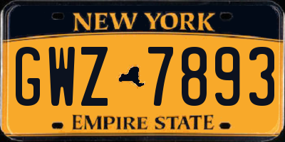 NY license plate GWZ7893