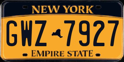 NY license plate GWZ7927
