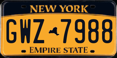 NY license plate GWZ7988