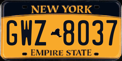 NY license plate GWZ8037