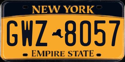NY license plate GWZ8057