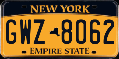 NY license plate GWZ8062