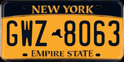 NY license plate GWZ8063