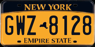 NY license plate GWZ8128