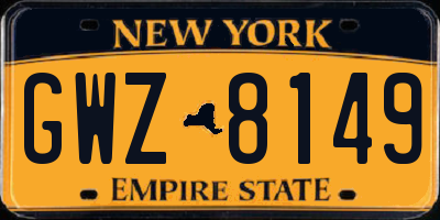 NY license plate GWZ8149