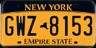 NY license plate GWZ8153