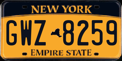NY license plate GWZ8259