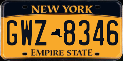 NY license plate GWZ8346
