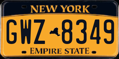 NY license plate GWZ8349