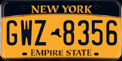 NY license plate GWZ8356