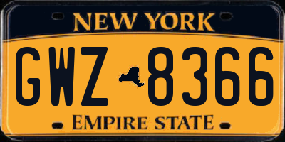 NY license plate GWZ8366