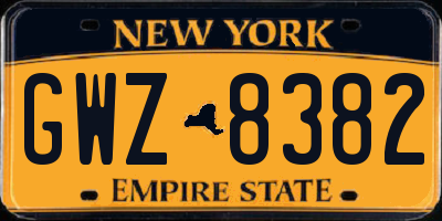 NY license plate GWZ8382