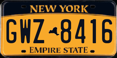 NY license plate GWZ8416