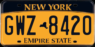 NY license plate GWZ8420