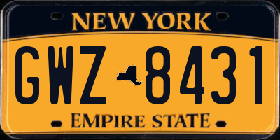 NY license plate GWZ8431