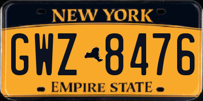 NY license plate GWZ8476