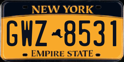 NY license plate GWZ8531