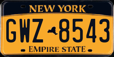 NY license plate GWZ8543