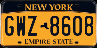 NY license plate GWZ8608