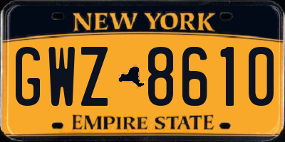 NY license plate GWZ8610