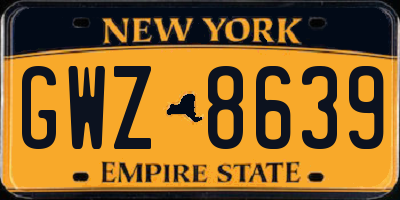 NY license plate GWZ8639