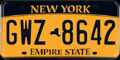 NY license plate GWZ8642