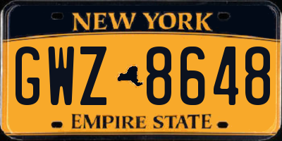 NY license plate GWZ8648