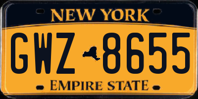 NY license plate GWZ8655