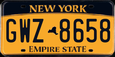 NY license plate GWZ8658