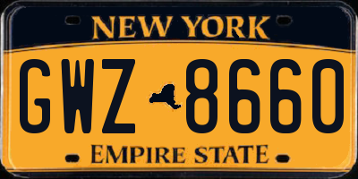 NY license plate GWZ8660