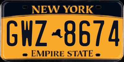 NY license plate GWZ8674
