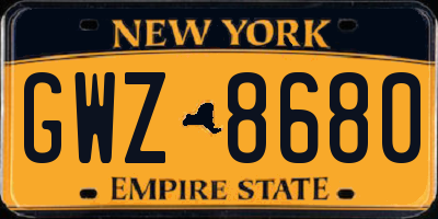NY license plate GWZ8680