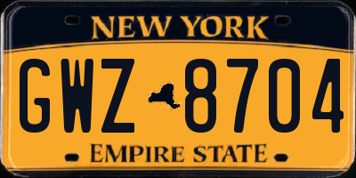 NY license plate GWZ8704