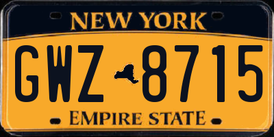NY license plate GWZ8715