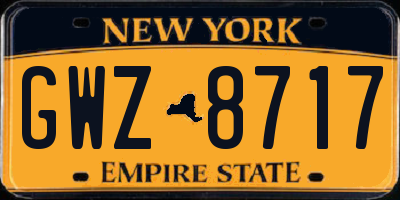 NY license plate GWZ8717
